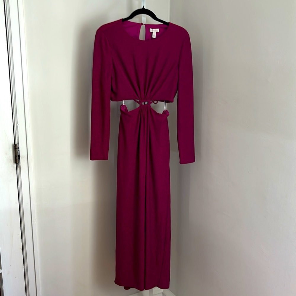 ML by Monique Lhuillier Elegant Purple Metallic Knit Long Sleeve Dress Size 10 - Picture 5 of 11